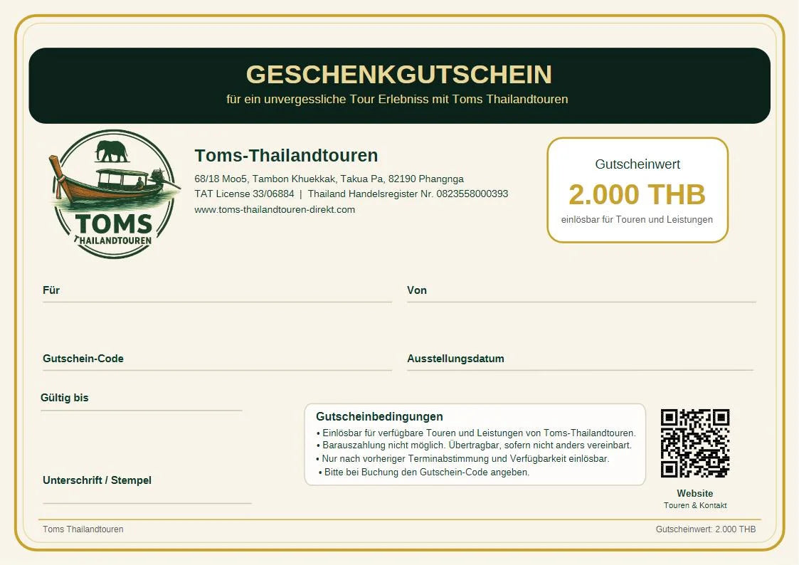 Tour Gutschein – 2.000 THB