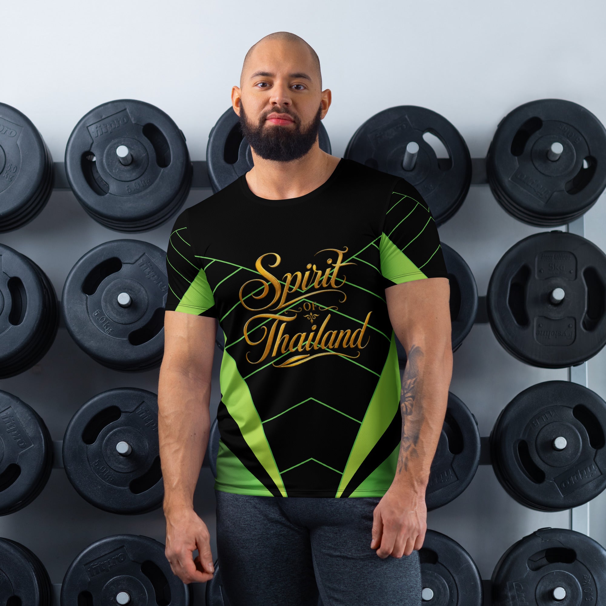 All-Over-Print Herren Sport-T-Shirt, Weiß, Vorderansicht